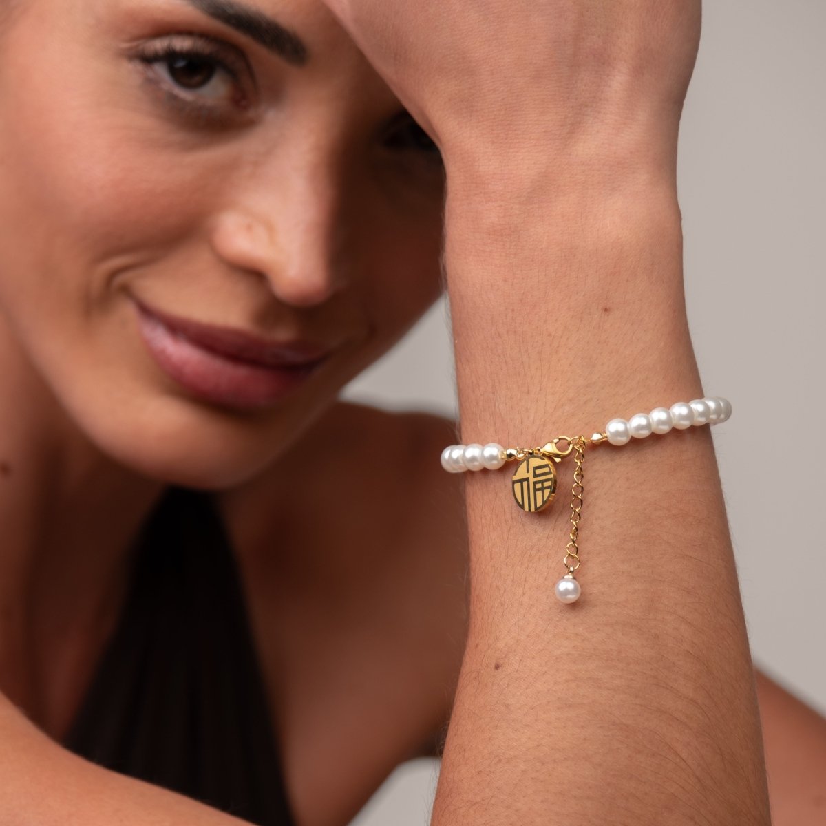 Pearl Charm Bracelet 18k Gold Plated