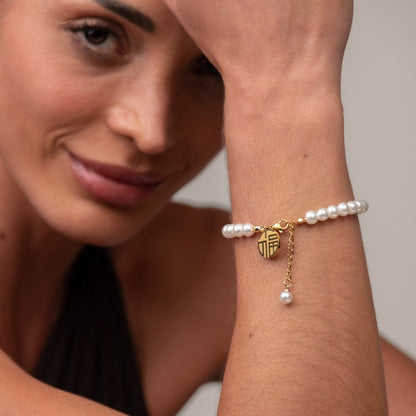 Pearl Charm Bracelet 18k Gold Plated