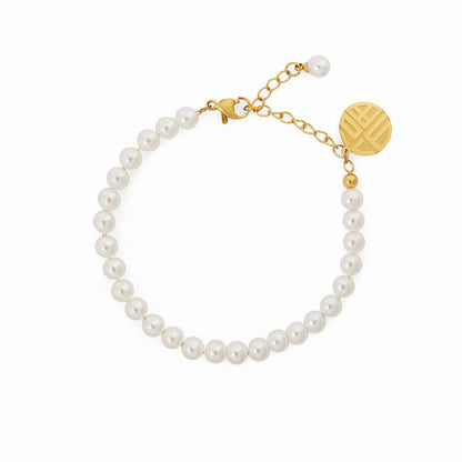 Pearl Charm Bracelet 18k Gold Plated