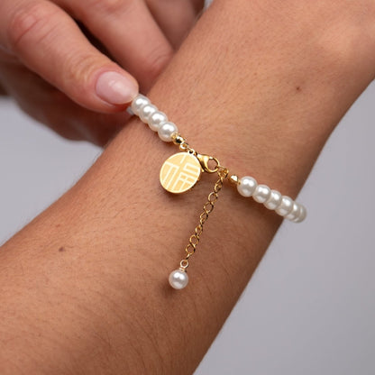 Pearl Charm Bracelet 18k Gold Plated