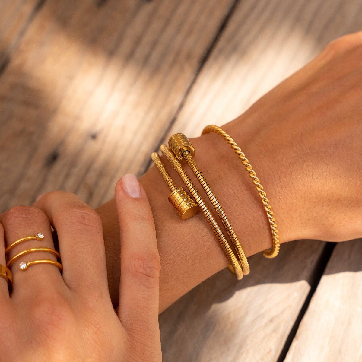 Triple Spiral Cuff Bracelet 18k Gold Plated