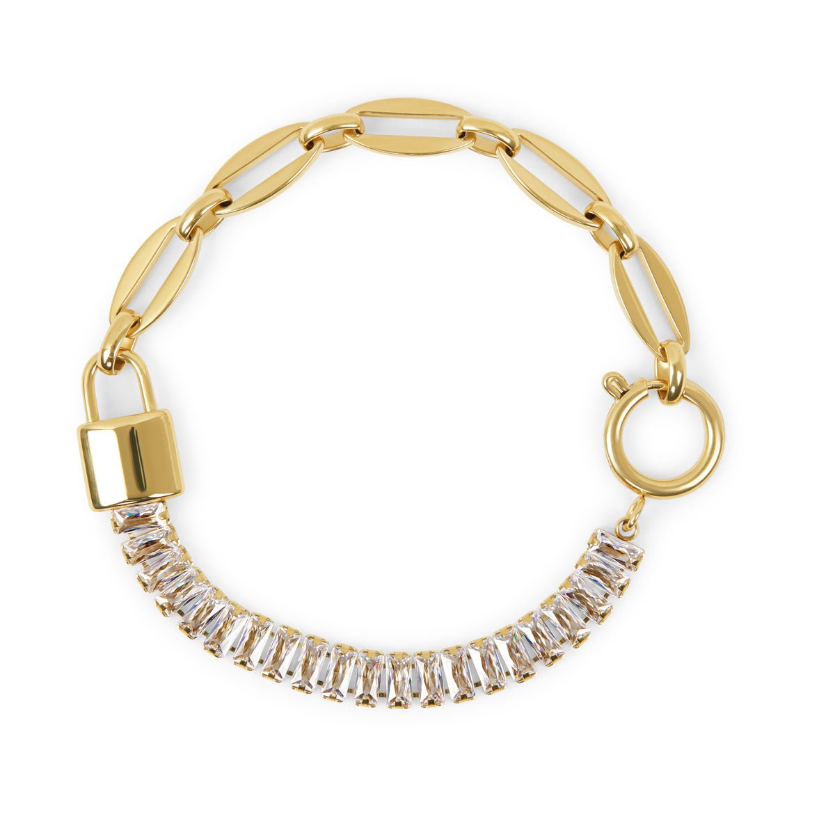 Riviera Baguette Lock Bracelet 18k Gold Plated