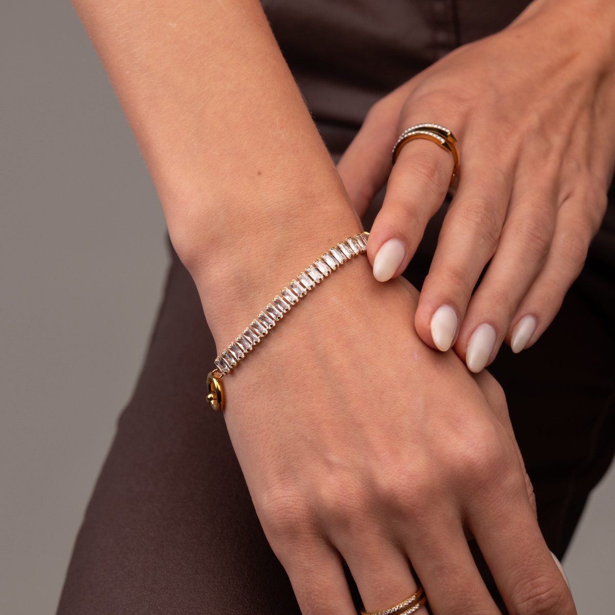 Riviera Baguette Lock Bracelet 18k Gold Plated