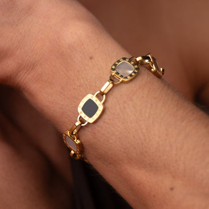 Mono Square Link Bracelet - 18k Gold Plated