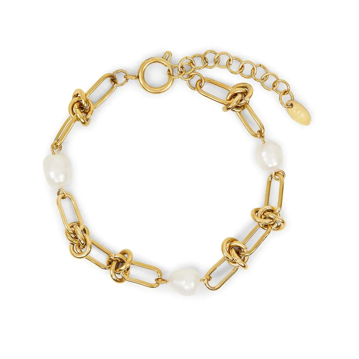 Knot and Pearls Bracelet - 18k Gold Plated
