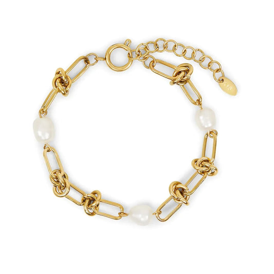 Knot and Pearls Bracelet - 18k Gold Plated