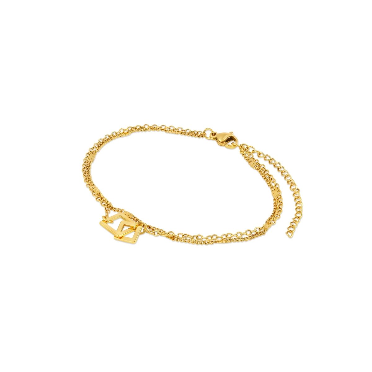 Square Link Pendant Bracelet - 18k Gold Plated