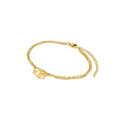 Square Link Pendant Bracelet - 18k Gold Plated