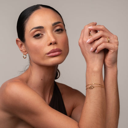 Square Link Pendant Bracelet - 18k Gold Plated