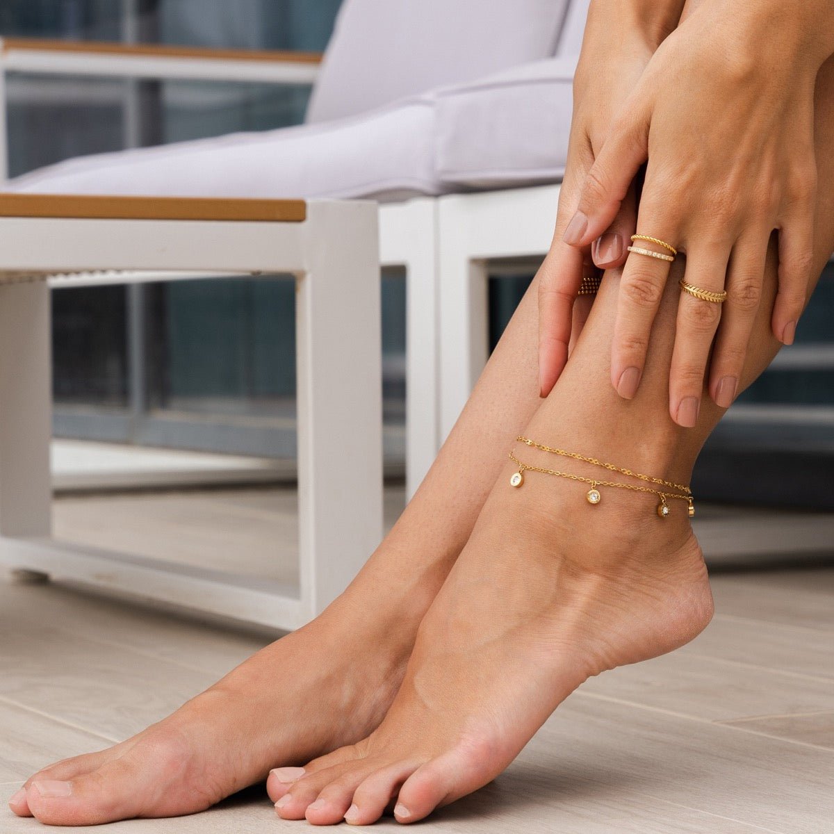 Atlas Zirconia Anklet 18k Gold Plated