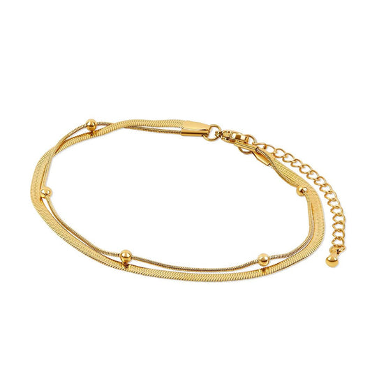 Double Ball Anklet - 18k Gold Plated