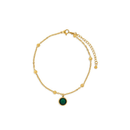 Emerald Pendant Anklet 18k Gold Plated