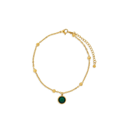 Emerald Pendant Anklet 18k Gold Plated