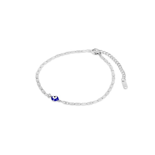 Evil Eye Anklet – Silver