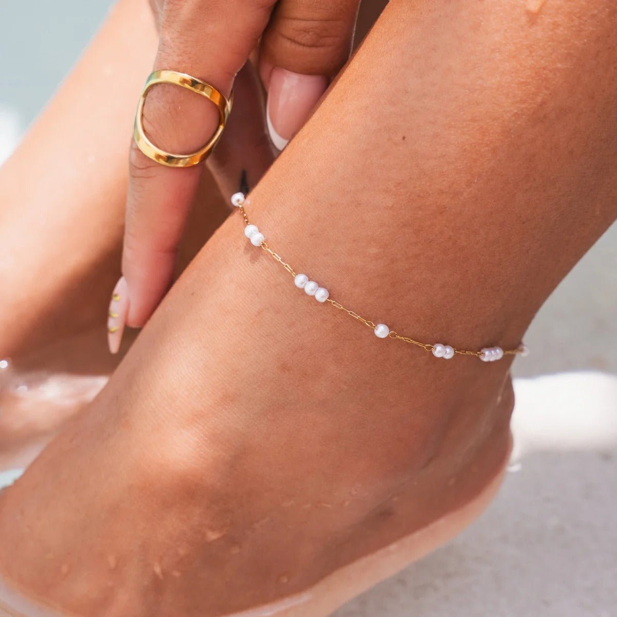 Delicate Pearl Anklet - 18k Gold Plated
